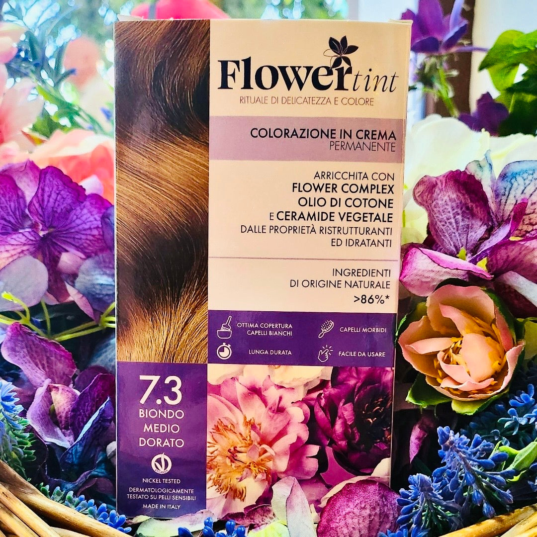 Flowertint-Colorazione in crema permanente biondo medio dorato 7.3