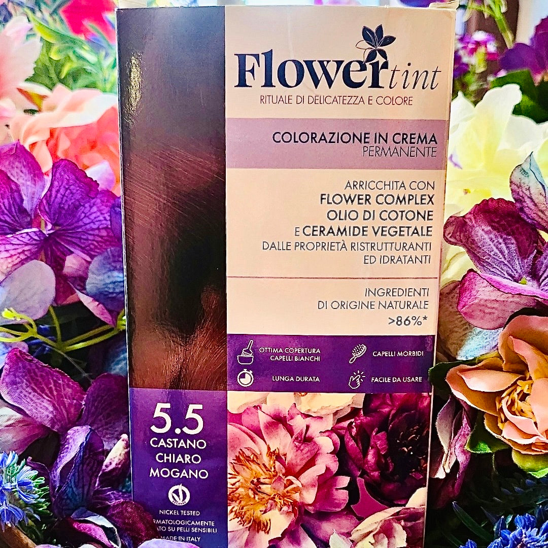 Flowertint-Colorazione in crema permanente- castano chiaro mogano 5.5